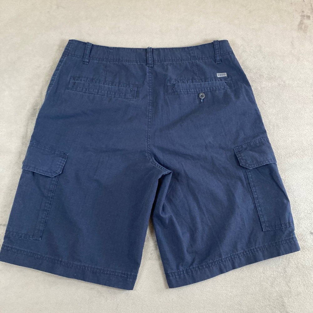 Izod Mens Navy Blue Ripstop Cargo Shorts Size 32 Cotton Casual Outdoor Utility - Picture 3 of 7